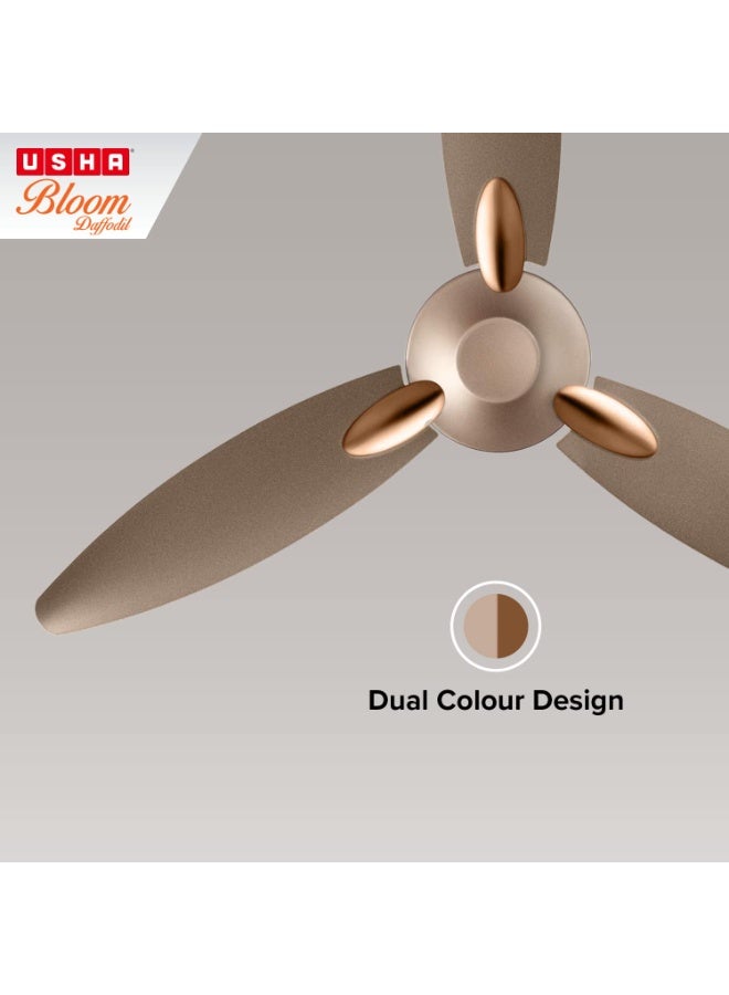 Usha Bloom Daffodil Goodbye Dust Ceiling Fan 1250mm, Sparkle Golden and Brown - Image 3